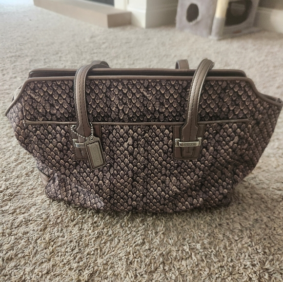 Coach Handbags - Gunmetal Snake Skin Coach Taylor Bag